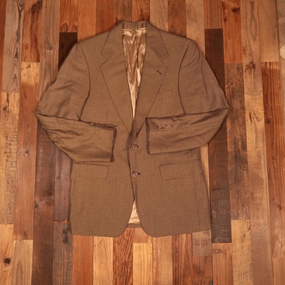 Nordstrom Other - Nordstrom Mens 39R Wool Silk Blend Sport Coat Blazer Brown Houndstooth RN 58665